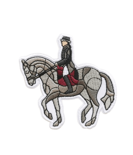 ebroidered patch of a horse with his rider