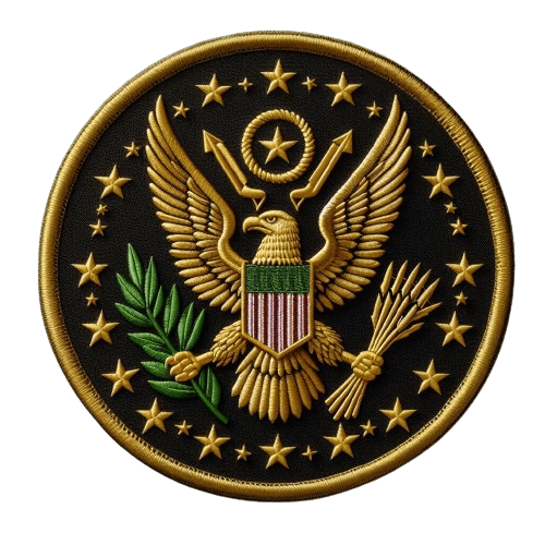 embroidered patch with a big eagle on it, used in military battaion